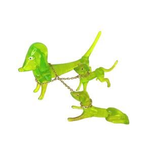 Lucite Dachshund Dog Set Momma And Puppies  Made In Hong Kong